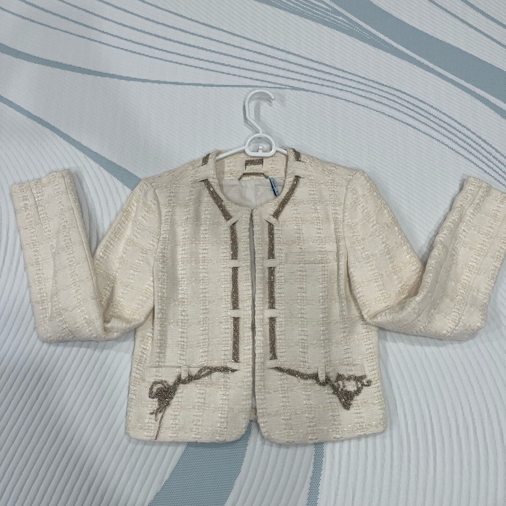 Creme colored woven blazer